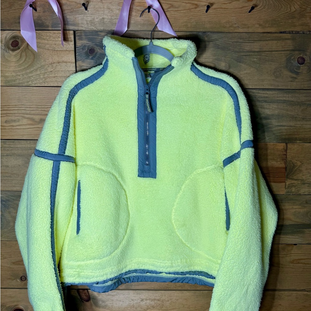 FP Movement by Free People Neon Yellow and Gray Pullover Sweater